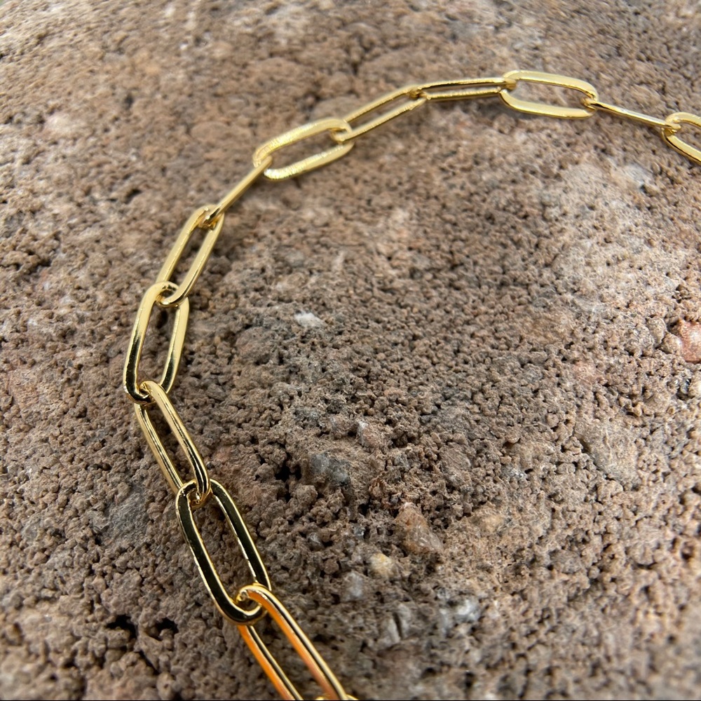 Last 1! 14k Gold Plated Medium Paperclip Chain Bracelet - Picture 4 of 4